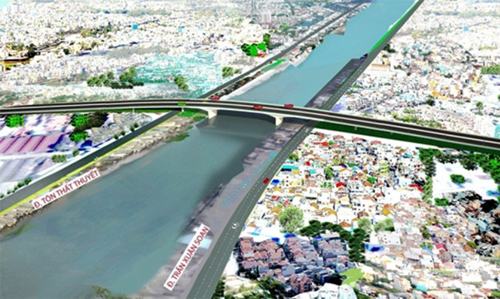 Cầu Nguyễn Khoái được kỳ vọng chia lửa giúp cầu Kênh Tẻ chưa biết khi nào mới khởi công. Ảnh: Sở GTVT TP HCM.