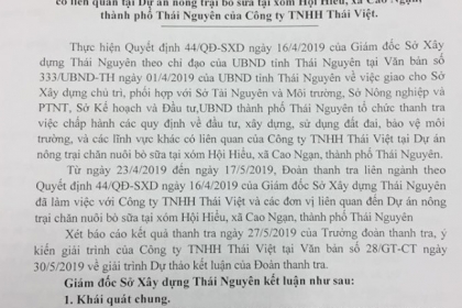 Thái Nguyên: Xử phạt Cty Thái Việt hơn 400 triệu đồng vì xây dựng khu du lịch không xin phép