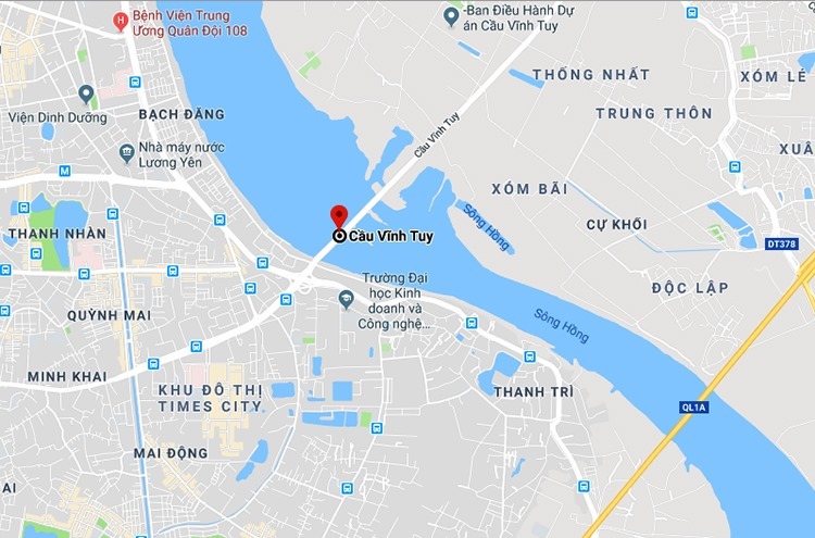 Cầu Vĩnh Tuy nằm trên đường vành đai 2, nối trung tâm thủ đô với các quận Long Biên, Gia Lâm và Quốc lộ 5.
