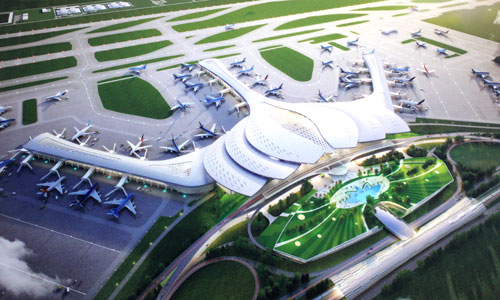 Phối cảnh sân bay Long Thành theo thiết kế hoa sen. 