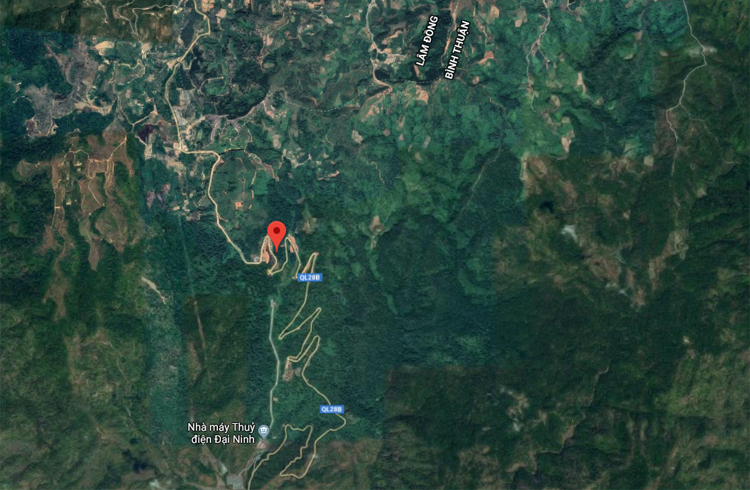 Vị trí đèo Đại Ninh nối Bình Thuận và Lâm Đồng. Ảnh: Google maps.
