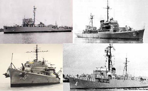 Bốn chiến hạm của Việt Nam Cộng hoà tham gia hải chiến Hoàng Sa năm 1974. Ảnh tư liệu.