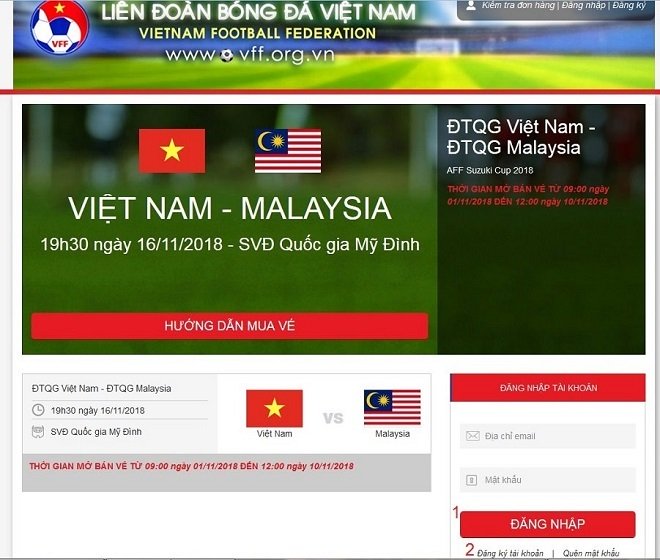 Cách mua vé online xem bán kết lượt về Việt Nam vs Philippines