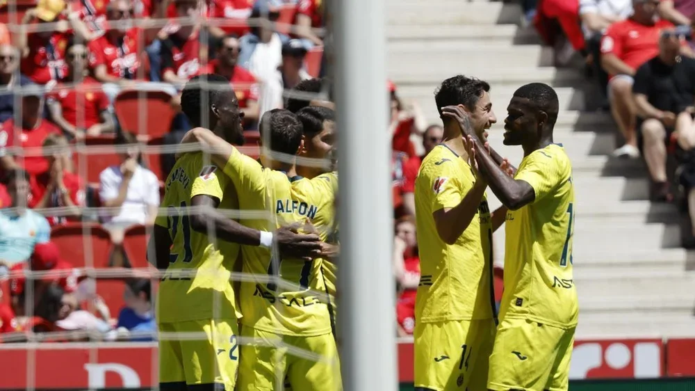 Los jugadores del Villarreal celebran el 0-1 de Ayoze Pérez