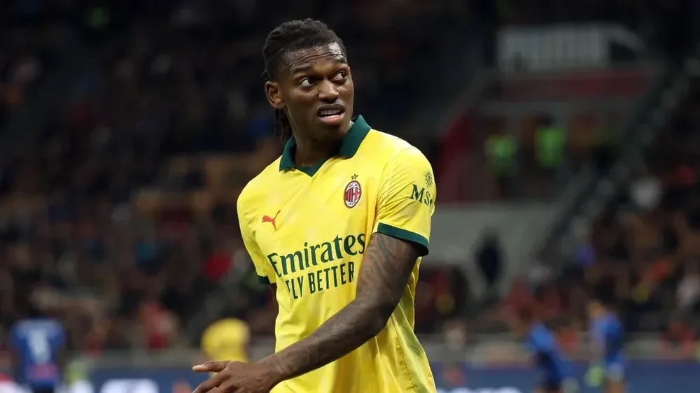 Rafael Leão no Milan-Atalanta (MATTEO BAZZI/EPA)